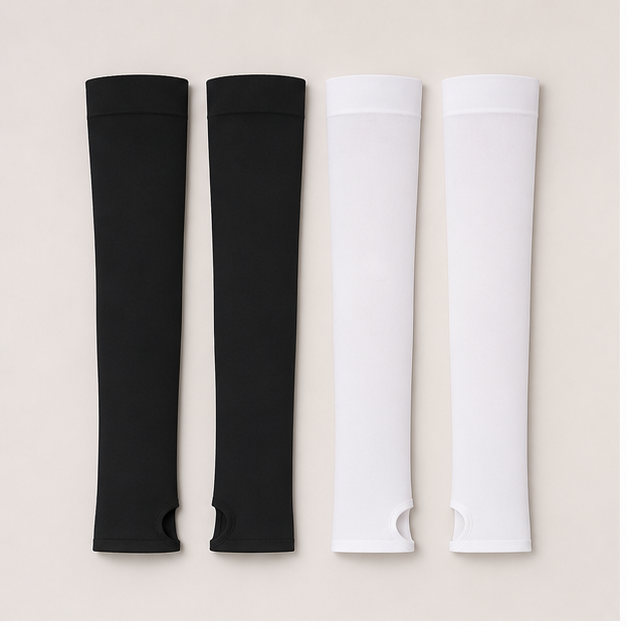 4 Pairs UV Protection Cooling Arm Sleeves Compression Arm Sleeve UPF 50 Sun Sleeves with Thumb Hole Tattoo Cover Up Sports Sleeve for Cycling Driving Golf Hiking - front view