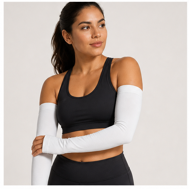 Arm Sleeve Long Anti-UV Anti-Slip Armwear for Summer Beach Travel High Elasticity Skin Protector Sun Protection UV Resistant Cycling Driving Arm Cover - model view