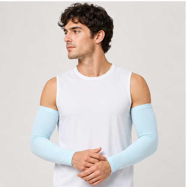 Sun Protection Arm Sleeves for Men and Women, Compression Cooling Sun Sleeves to Cover Arms-Fitting for (Sports) - model view