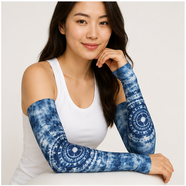 12 Pairs Women Farmers Sleeves UV Sun Protection Arm Sleeves for Cooling Cover Gardening Sports 21inch - model view