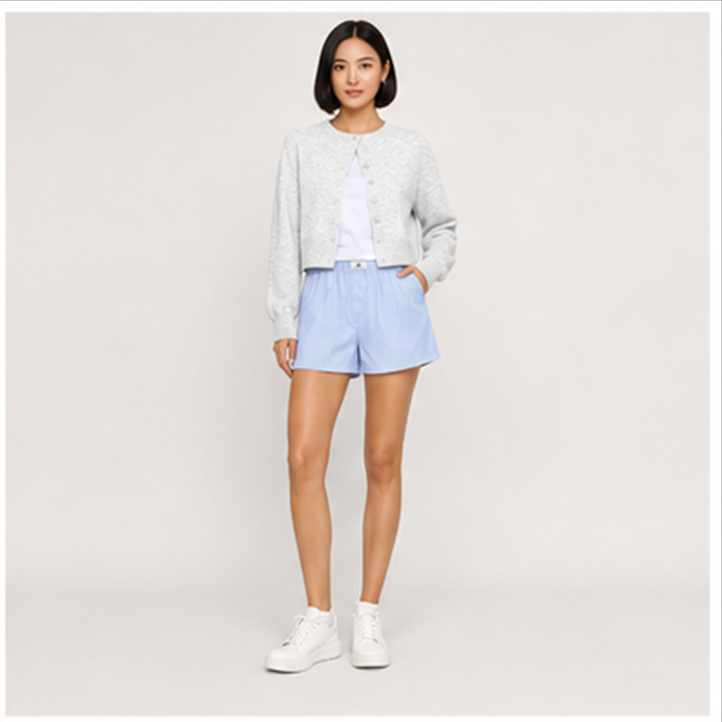 Cropped Cardigan Sweaters for Women Y2k Fall Fashion Clothes - model view